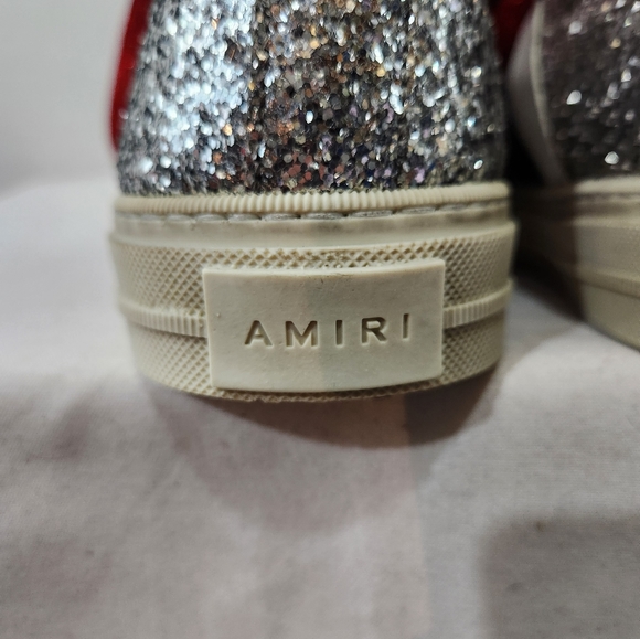 Exclusive AMIRI Sunset High Top Silver Glitter Sneakers Made Italy sz 41 EU 8 US - Picture 8 of 11
